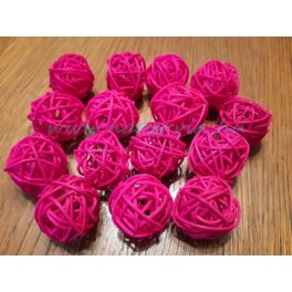   vessző gömb, vesszőgömb / labda, rattan golyó (3 cm), MAGENTA (5 db / csomag)