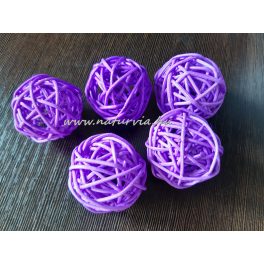   vessző gömb, vesszőgömb / labda, rattan golyó (4 cm), LILA (5 db / csomag)