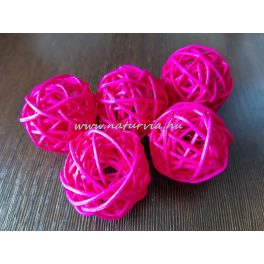   vessző gömb, vesszőgömb / labda, rattan golyó (4 cm), MAGENTA / LILÁS RÓZSASZÍN (5 db / csomag)