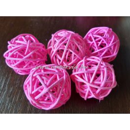   vessző gömb, vesszőgömb / labda, rattan golyó (4 cm), RÓZSASZÍN (5 db / csomag)