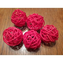   vessző gömb, vesszőgömb / labda, rattan golyó (4 cm), PIROS (5 db / csomag)