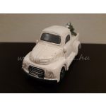 vintage "PICKUP" mini világítós teherautó, fenyőfával (11*5*5 cm) FEHÉR