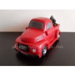 vintage "PICKUP" mini világítós teherautó, fenyőfával (11*5*5 cm) PIROS