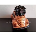 vintage "VW BOGÁR" mini világítós bogárhátú autó, fenyőfával (10*5*6 cm) BRONZ