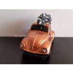 vintage "VW BOGÁR" mini világítós bogárhátú autó, fenyőfával (10*5*6 cm) BRONZ