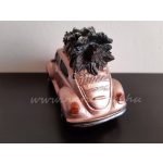 vintage "VW BOGÁR" mini világítós bogárhátú autó, fenyőfával (10*5*6 cm) ROSEGOLD / RÓZSAARANY