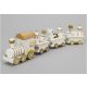 fa vonat, fából készült festett mozdony kocsikkal, karácsonyi figurákkal (21 cm) FEHÉR / ARANY