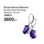 AVON ezüstözött ékszer, fülbevaló - PURPLE STONE