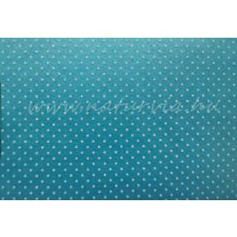   Filc, barkácsfilc anyag A4 (20*30 cm) méretben, mintás KICSI FEHÉR PÖTTYÖS (PETTYES) TÜRKIZKÉK / TÜRKISZ ALAPON - merevebb anyag 