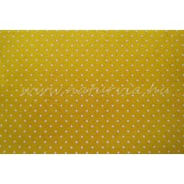   Filc, barkácsfilc anyag A4 (20*30 cm) méretben, mintás KICSI FEHÉR PÖTTYÖS (PETTYES) SÁRGA ALAPON - merevebb anyag