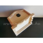 Fa láda (doboz), fém csatos, veretes, TÉGLALAP alapú, hullámos fedelű (16,5*12*12 cm)