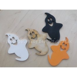   vidám fa szellemek (4 db / csomag) NATÚR, és FESTETT fekete, fehér és narancs (lézervágott) HALLOWEEN