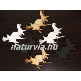   Fa boszorkány / boszi (6 db / csomag) NATÚR, és FESTETT fekete és fehér (lézervágott) HALLOWEEN