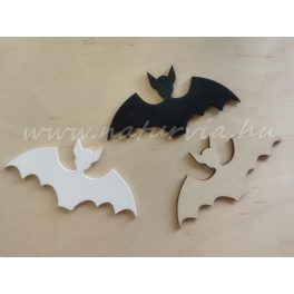   fa denevér (3 db / csomag) NATÚR, festett FEHÉR és FEKETE (lézervágott), HALLOWEEN (10*5 cm)
