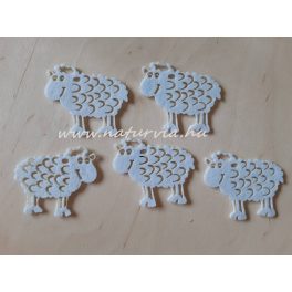   Filc figurák - HÚSVÉTI DEKORÁCIÓ, BÁRÁNY 01., gravírozott (5 db / csomag), FEHÉR