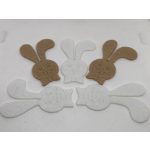 Filc figurák - HÚSVÉTI DEKORÁCIÓ, NYUSZI / NYÚL fejek., gravírozott (5 db / csomag), BÉZS / BEIGE és FEHÉR