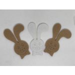 Filc figurák - HÚSVÉTI DEKORÁCIÓ, NYUSZI / NYÚL fejek., gravírozott (5 db / csomag), BÉZS / BEIGE és FEHÉR