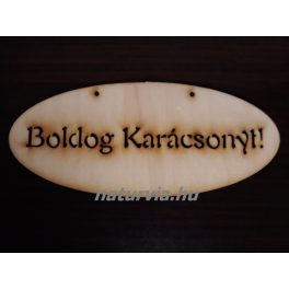 Fa tábla "BOLDOG KARÁCSONYT" (ovális) 14*6 cm