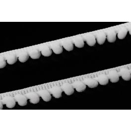 Pom-pom szalag méterre, FEHÉR (6 mm)