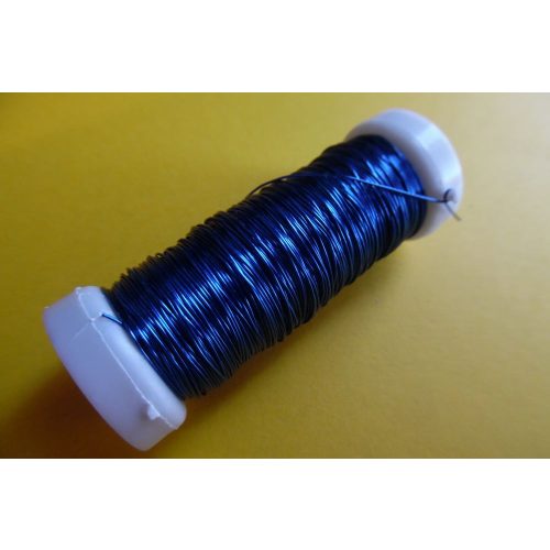 Gyöngyfűző drót, színes, 30 m / tekercs (0,37 mm) KÉK