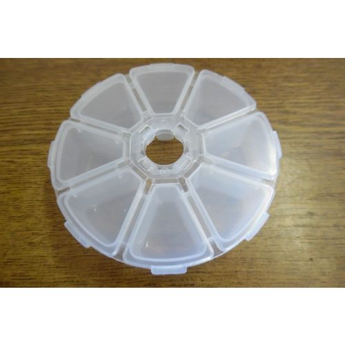 Gyöngytartó, gyöngy tároló műanyag doboz, kerek (átmérő 10 cm)