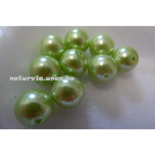 Tekla üveggyöngy, 12 mm VILÁGOS ZÖLD (10 db / csomag)