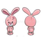 filc, barkácsfilc anyag A4 (~ 20*30 cm) HÚSVÉTI mintás - RÓZSASZÍN NYUSZIK / nyúl,  NAGY 2 pár