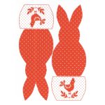 Filc, barkácsfilc anyag A4 (~ 20*30 cm) HÚSVÉTI mintás - evőeszköz tartó alap - NYÚL / NYUSZI, piros, pöttyös / pettyes
