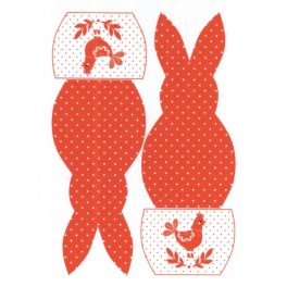   Filc, barkácsfilc anyag A4 (~ 20*30 cm) HÚSVÉTI mintás - evőeszköz tartó alap - NYÚL / NYUSZI, piros, pöttyös / pettyes