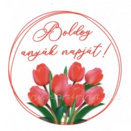   Filc, barkácsfilc anyag A4 (~ 20*30 cm) minta HÍMZŐKERETBE - tulipános minta / "BOLDOG ANYÁK NAPJÁT" felirattal