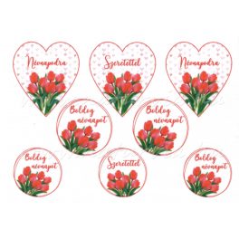   Filc, barkácsfilc anyag A4 (~ 20*30 cm) NÉVNAPOS TULIPÁNOS szivek