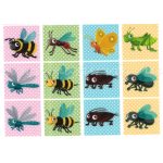 Filc, barkácsfilc anyag A4 (~ 20*30 cm) MEMÓRIA játék / kártya alap - BOGARAK / BOGÁRKÁK