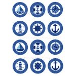 filc, barkácsfilc anyag A4 (~ 20*30 cm) NYÁRI – NAVY / HAJÓ / VILÁGÍTÓTORONY körökben