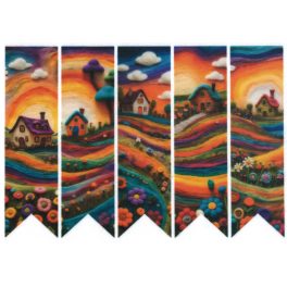   filc, barkácsfilc anyag A4 (~ 20*30 cm) KÖNYVJELZŐ - nemezelt hatású - HÁZIKÓK