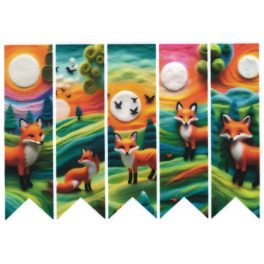   filc, barkácsfilc anyag A4 (~ 20*30 cm) KÖNYVJELZŐ - nemezelt hatású - RÓKÁK