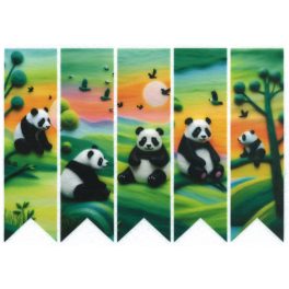   filc, barkácsfilc anyag A4 (~ 20*30 cm) KÖNYVJELZŐ - nemezelt hatású - PANDÁK / PANDAMACIK