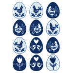 filc, barkácsfilc anyag A4 (~ 20*30 cm) HÚSVÉTI mintás - cuki állatok, kék-fehér TYÚKOCSKÁK tojásokon