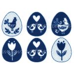 filc, barkácsfilc anyag A4 (~ 20*30 cm) HÚSVÉTI mintás - cuki állatok, kék-fehér TYÚKOCSKÁK tojásokon