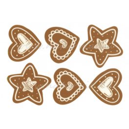   Filc, barkácsfilc anyag A4 (~ 20*30 cm) KARÁCSONYI mintás - MÉZESKALÁCS SZIVEK és CSILLAGOK