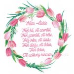 Filc, barkácsfilc anyag A4 (~ 20*30 cm) minta HÍMZŐKERETBE - tulipános minta / HÁZI ÁLDÁS