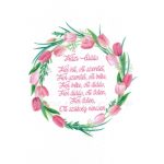 Filc, barkácsfilc anyag A4 (~ 20*30 cm) minta HÍMZŐKERETBE - tulipános minta / HÁZI ÁLDÁS