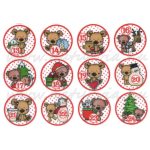 filc, barkácsfilc anyag A4 (~ 20*30 cm) KARÁCSONYI mintás - macis ADVENTI SZÁMOK - ADVENTI NAPTÁR (macik / mackófalva)