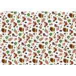 filc, barkácsfilc anyag A4 (~ 20*30 cm) ŐSZI mintás - cuki ERDEI ÁLLATOK (madarak, bagoly) és GOMBÁK