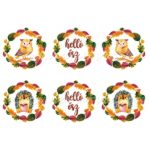 filc, barkácsfilc anyag A4 (~ 20*30 cm) ŐSZI mintás - cuki ERDEI ÁLLATOK kicsi körökben "HELLO ŐSZ" 