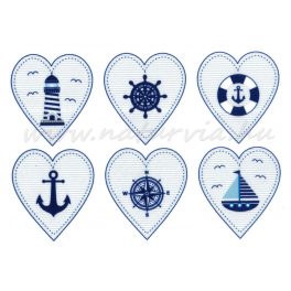   filc, barkácsfilc anyag A4 (~ 20*30 cm) NYÁRI – NAVY / HAJÓ / VILÁGÍTÓTORONY szivekben