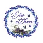 Filc, barkácsfilc anyag A4 (~ 20*30 cm) minta HÍMZŐKERETBE - levendula minta / PROVENCE "ÉDES OTTHON" felirattal