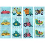 Filc, barkácsfilc anyag A4 (~ 20*30 cm) MEMÓRIA játék / kártya alap - JÁRMŰVEK