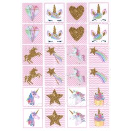   Filc, barkácsfilc anyag A4 (~ 20*30 cm) MEMÓRIA játék / kártya alap - csillogó UNIKORNIS 