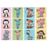 Filc, barkácsfilc anyag A4 (~ 20*30 cm) MEMÓRIA játék / kártya alap - CUKI ÁLLATOK