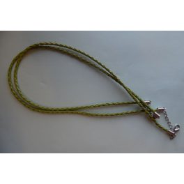 Fonott bőr nyaklánc szerelékkel, FŰZÖLD 3 mm*42 (50) cm